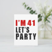 Ik ben 41 Let's Party Uitnodiging Briefkaart (Staand voorkant)