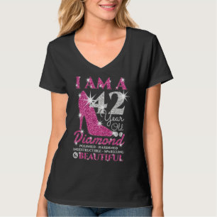 Ik ben 42 jaar oude diamantvrouwen 42e verjaardag t-shirt