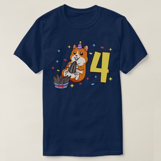 Ik ben 4 met hamster kinderen verjaardag 4 jaar ou t-shirt (Design voorkant)