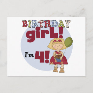 Ik ben 4 Verjaardags Meisje T-shirts en Gifts Briefkaart