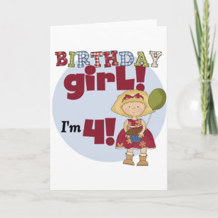 Ik ben 4 Verjaardags Meisje T-shirts en Gifts Kaart