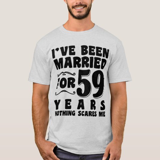 Ik ben 59 jaar getrouwd Man Vrouw Grappig T-shirt (Voorkant)