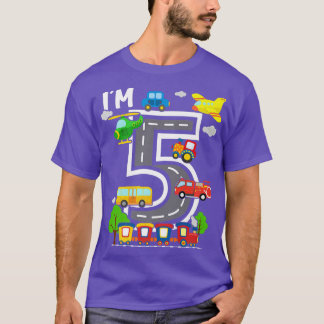 Ik ben 5-jarig jongetje 5th Bday Train Car Fire Tr T-shirt