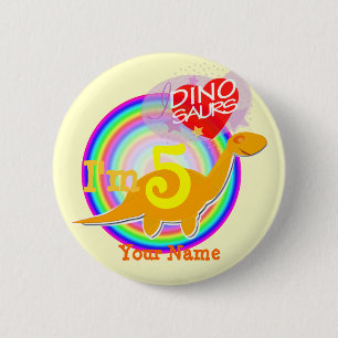 Ik ben 5-jarige Oranje Dino Jouw naam Button