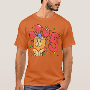 Ik ben 5 met leeuw kinderen verjaardag 5 jaar oud t-shirt