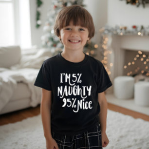 Ik ben 5% ondeugend 95% aardig Typografie Kerst Tri-Blend Shirt