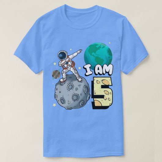 Ik ben 5 Space Astronaut Kind Moon Walker 5th Birt T-shirt (Design voorkant)