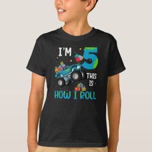 Ik ben 5... zo ben ik aan het rollen, 5 jaar oude  t-shirt