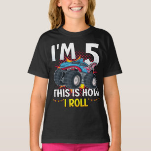 Ik ben 5 zo draai ik Monster Truck Girl T-shirt