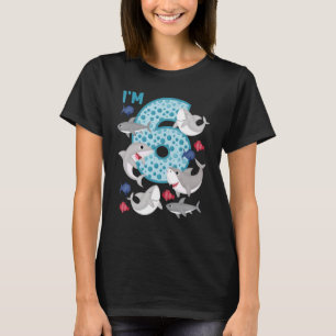 Ik ben 6 6e verjaardag Crew Shark Theme Family Mat T-shirt
