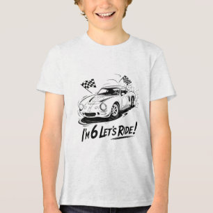 Ik ben 6 Laten we rijden Race Auto Verjaardagsontw Tri-Blend Shirt