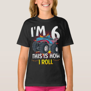 Ik ben 6 Zo ga ik Monster Truck Girl draaien T-shirt