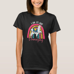 Ik ben 75 jaar oud en lamazing Alpaca Llama 75e T-shirt
