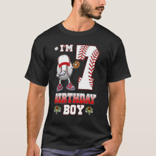 Ik ben 7 jaar oud, 7e verjaardag jongen die honkba t-shirt