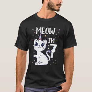 Ik ben 7-jarige Kat Party Cute 7th Birthday Ki T-shirt