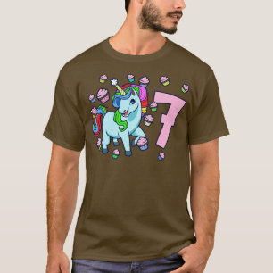 Ik ben 7 met eenhoorn meisje verjaardag 7 jaar oud t-shirt