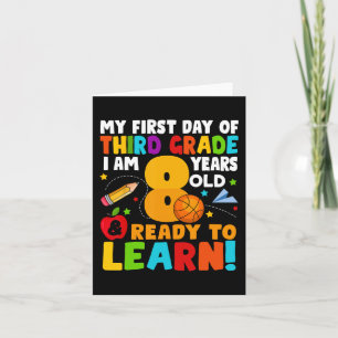 Ik ben 8 klaar om mijn rug naar school te leren 3e kaart