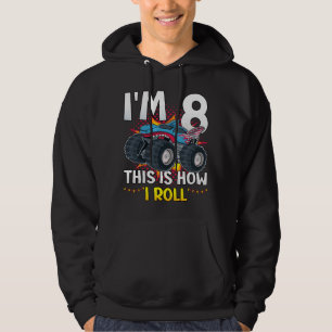 Ik ben 8 zo draai ik Monster Truck Mannen Hoodie