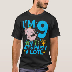 Ik ben 9 dagen Axolotl feest schattig 9th Birthday T-shirt