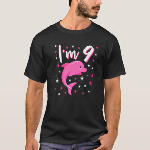 Ik ben 9 Klein Schattig Roze Dolfijn Idee Verjaard T-shirt