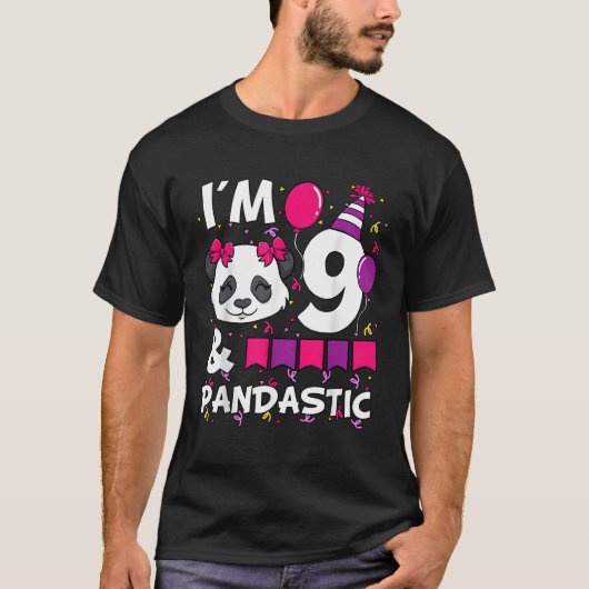 Ik ben 9 Pandastic Py 9th Bday Celebration T-shirt (Voorkant)