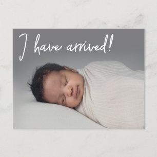Ik ben aangekomen Baby Photo Birth Notice Aankondigingskaart