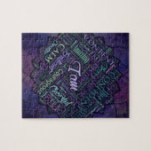 Ik ben Affirmations Word Cloud Art in lotus Legpuzzel (Horizontaal)