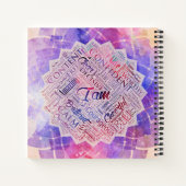 Ik ben Affirmations Word Cloud Art in lotus Notitieboek (Achterkant)