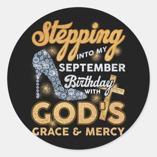 Ik ben afgelopen september met goden Grac Ronde Sticker (Voorkant)