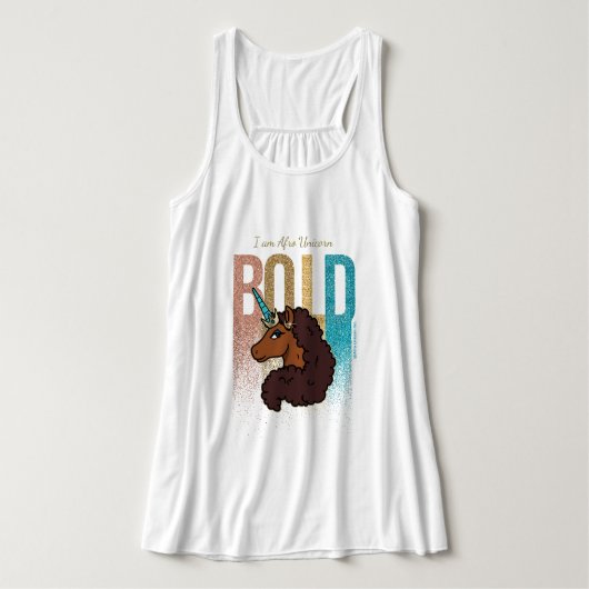Ik ben Afro Eenhoorn | Bold Glitter Design Tanktop (Design voorkant)