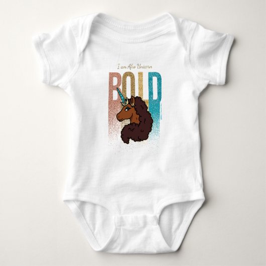 Ik ben Afro Eenhoorn | Glanzend Glitter Ontwerp Romper (Voorkant)