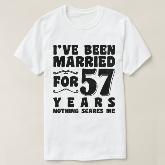 Ik ben al 57 jaar getrouwd, man vrouw grappig t-shirt (Design voorkant)