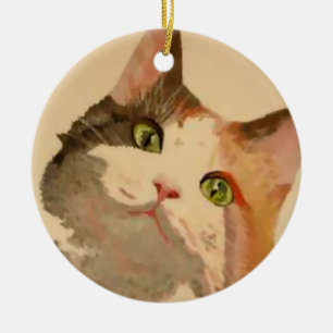 Ik ben All Ears: Calico Cat Portrait Keramisch Ornament