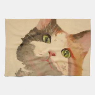 Ik ben All Ears: Calico Cat Portrait Theedoek