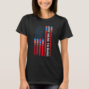Ik ben alleen hier om 4 juli vuurwerk patrioti te t-shirt