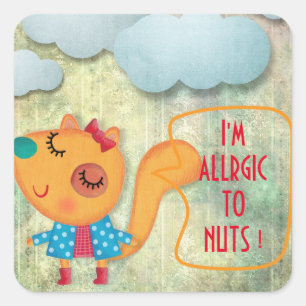 IK BEN ALLERGISCH VOOR NOTEN ZWARE RUSTISCHE SQUIR VIERKANTE STICKER