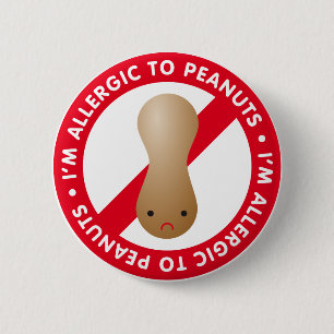 Ik ben allergisch voor pinda's. Pindakneallergie Ronde Button 5,7 Cm