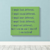 Ik ben Autisme. Inspirerend verschillen. Canvas Afdruk (Insitu (Houten vloer))