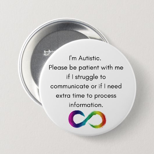 Ik ben Autistisch-Communicatie Button (Voorkant /achterkant)