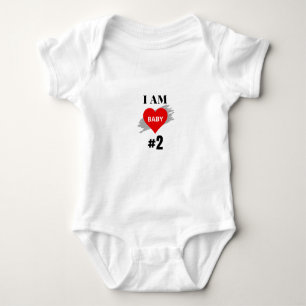 Ik ben baby nummer 2   Twins Red Heart   Baby T-sh Romper