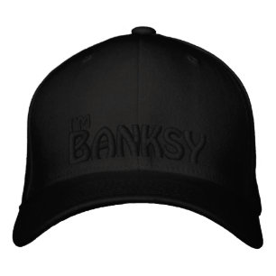 Ik ben Banksy (zwart op zwart) Geborduurde Pet