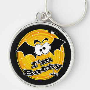 Ik ben Batty Oranje en Yellow Swirl Sleutelhanger