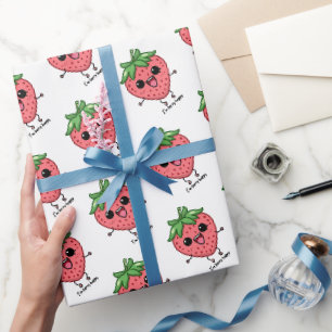 Ik ben Berry Happy schattige kawaii aardbei spring Cadeaupapier