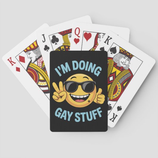 Ik ben bezig met Gay Stuff Meme Funny LGBTQ Pride Pokerkaarten (Achterkant)