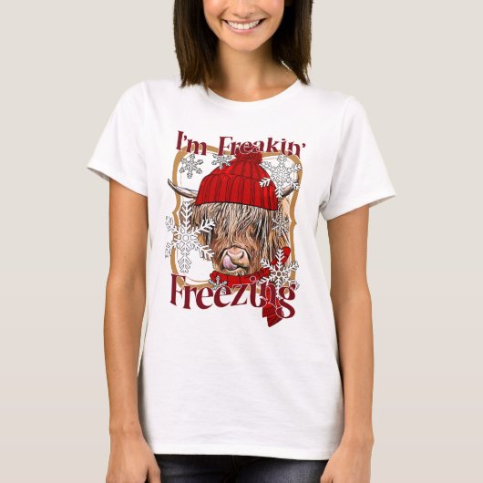 Ik ben bezig met het bevriezen van Funny Heifer Ko T-shirt (Voorkant)