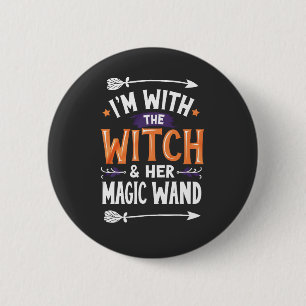 Ik ben bij de Heks en Haar Magische Wind Halloween Ronde Button 5,7 Cm