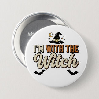Ik Ben Bij de Heks Halloween Ronde Button 7,6 Cm