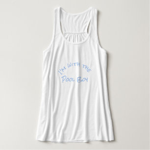 Ik ben bij de Pool Boy Fun Summer Graphic Cool Tan Tanktop