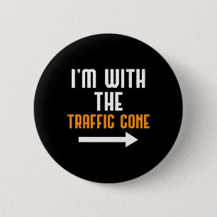 Ik ben bij de verkeerskone Costume Funny Halloween Ronde Button 5,7 Cm