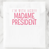 IK BEN BIJ HAAR!! RECHTHOEKIGE STICKER (Tas)